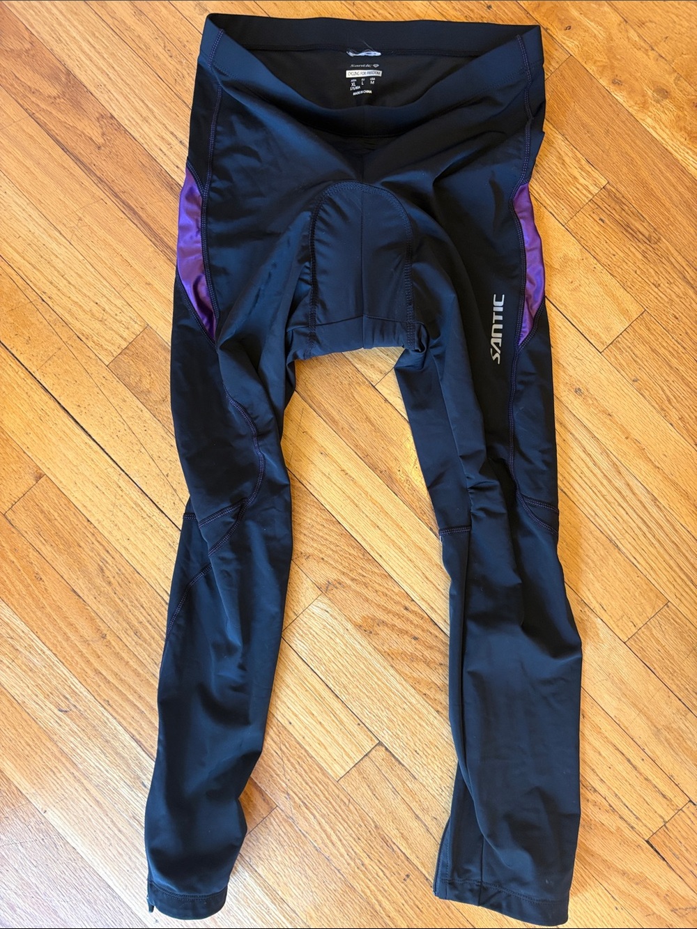 Women’s Santiago Black and Purple padded Cycling Tights